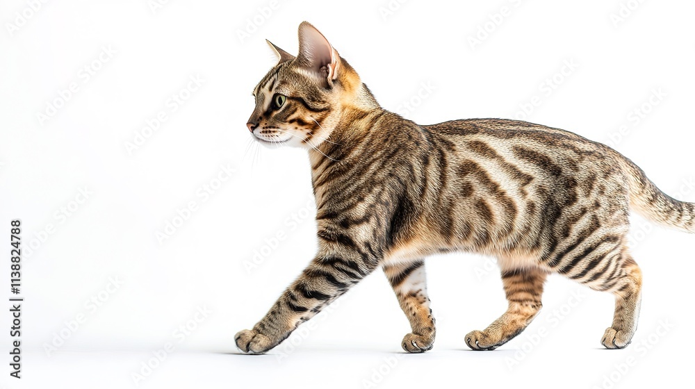 Bengal cat walking isolated on white background Bengal cat walking isolated on white background