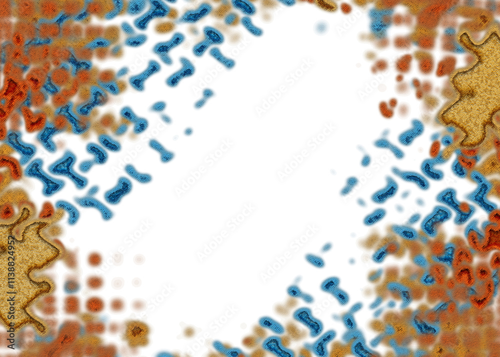 Fototapeta premium An abstract transparent psychedelic wavy vignette design element overlay.