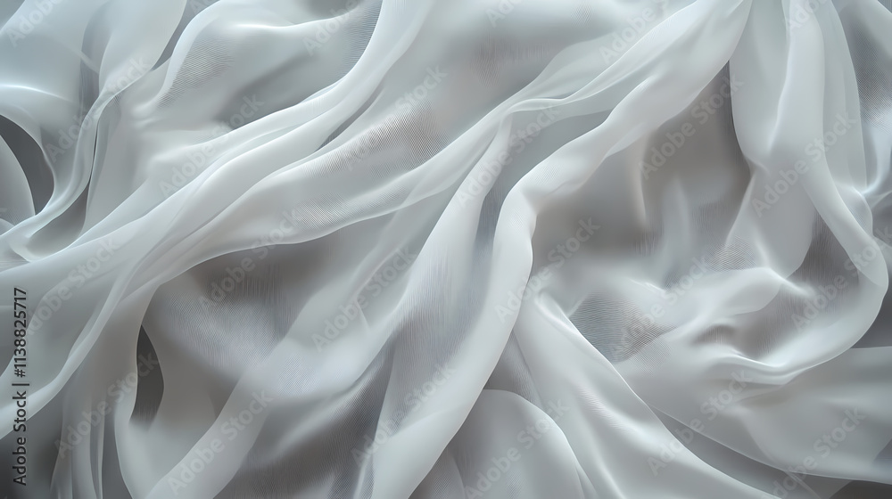 Obraz premium White sheer fabric texture background. Diaphanous. Illustration