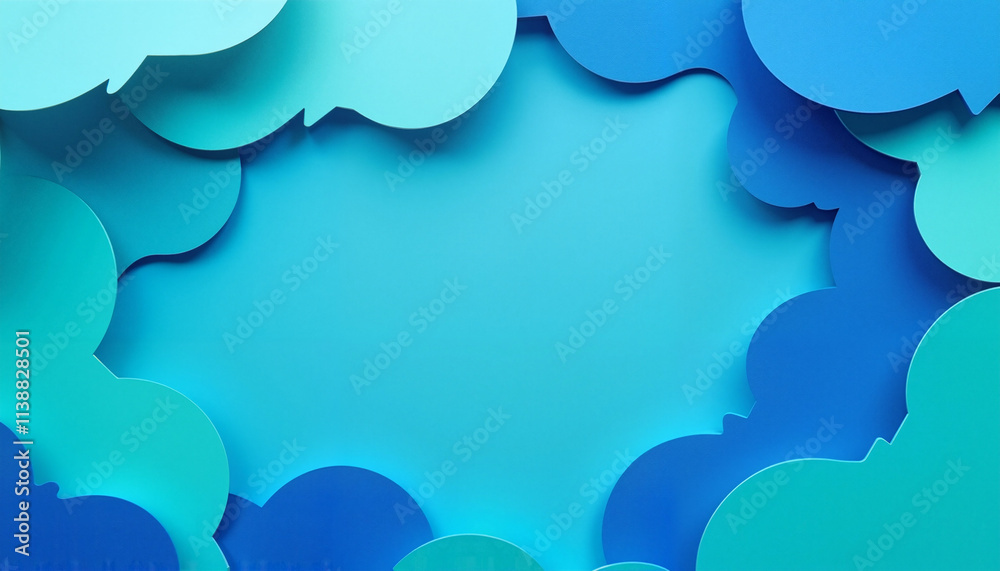 Layered Abstract Cloud Design in Serene Blues and Teals for Tranquil Atmosphere with Copy Space Layered Abstract Cloud Design in Serene Blues and Teals for Tranquil Atmosphere with Copy Space
