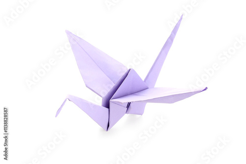 Origami crane on white back...