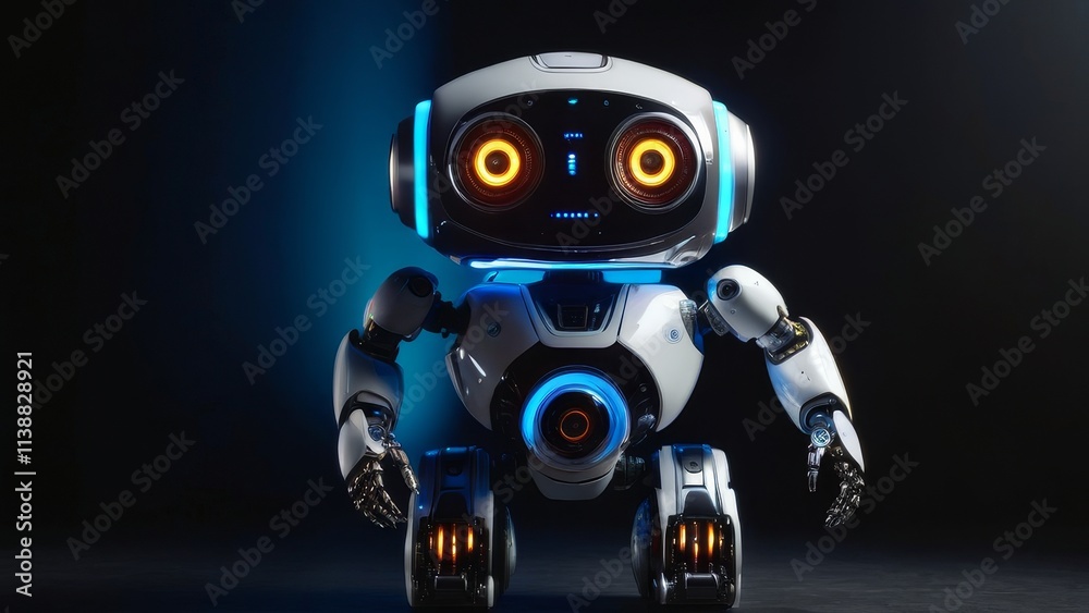 A robot with blue