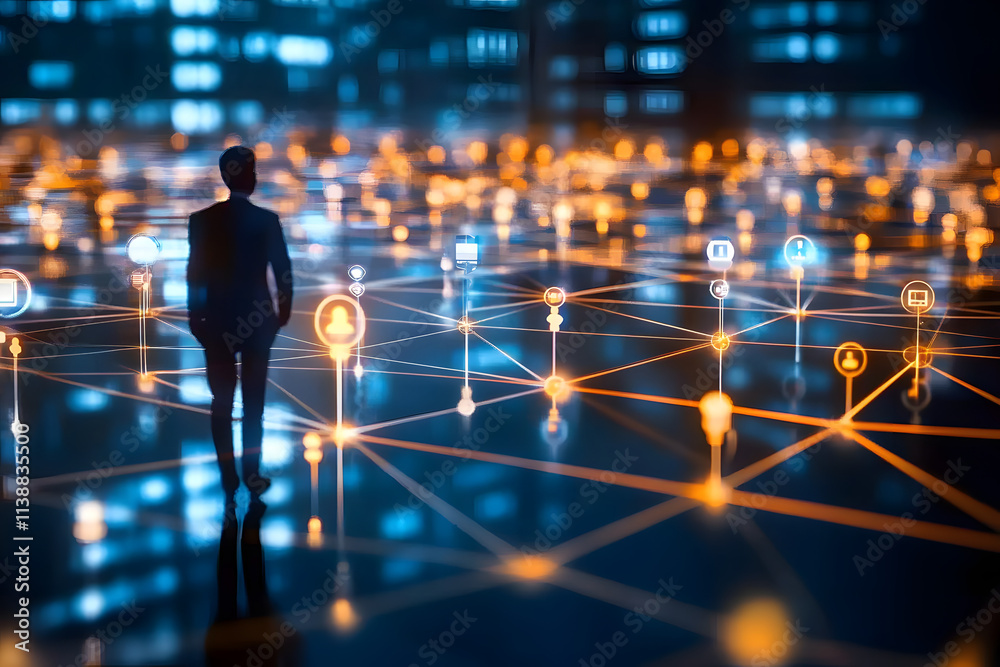 Fototapeta premium Global business networking and data exchange for hr and customer service strategy