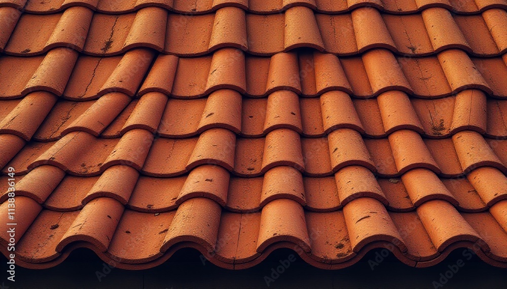 Vibrant roof tiles reflecting the warm glow of sunset in a charming urban setting Vibrant roof tiles reflecting the warm glow of sunset in a charming urban setting