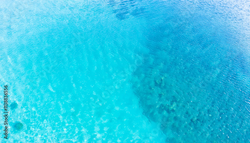 Fototapeta Naklejka Na Ścianę i Meble -  sea, water, surface, wave, calm, calm, tropical, green, sunny, light, transparent, coral reef, top view, background