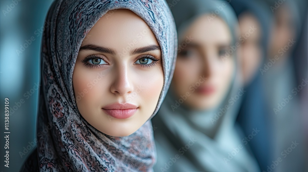 Muslim women wearing hijab looking serious and elegant Muslim women wearing hijab looking serious and elegant