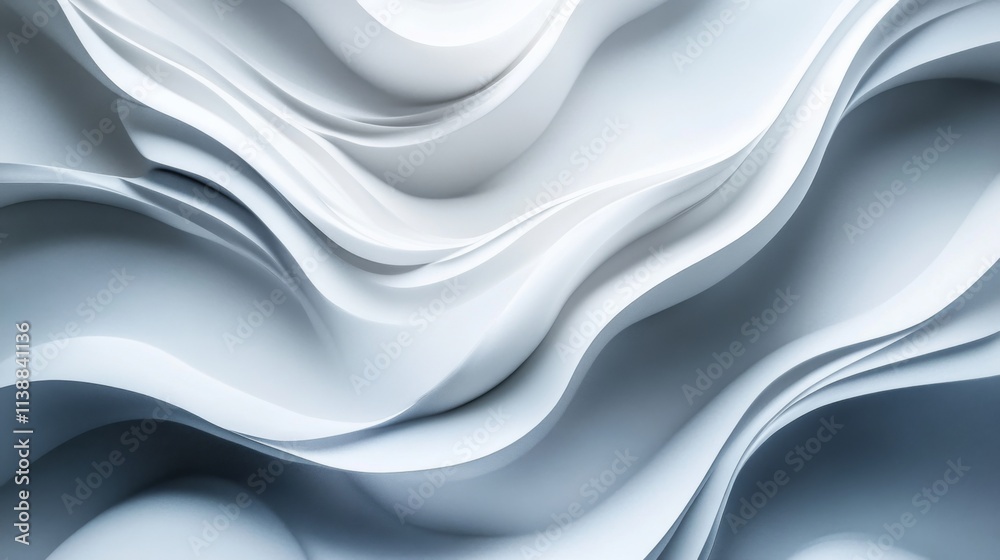 Obraz premium White abstract waves in a minimalistic flowing pattern