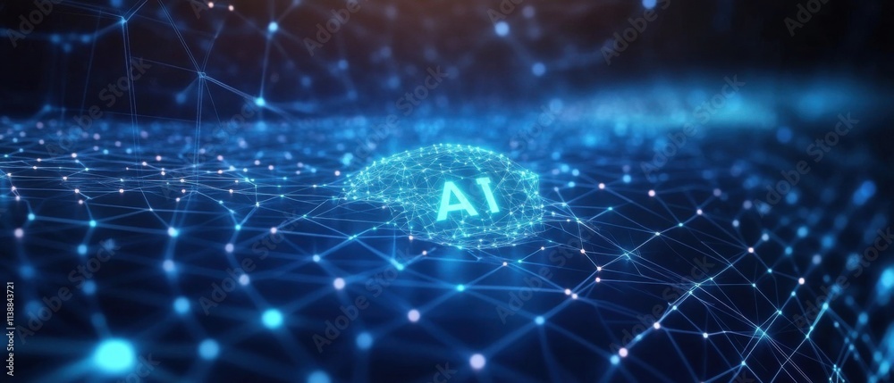 Naklejka premium Abstract AI Network: Futuristic Artificial Intelligence Concept
