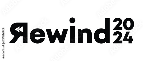 2024 year rewind isolated on black background. Creative design.