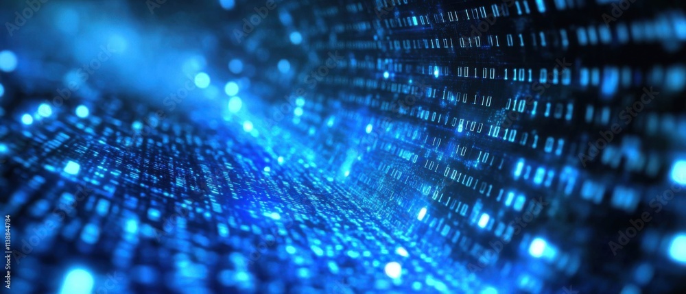 Abstract Blue Digital Data Stream Background, Futuristic Technology Concept Abstract Blue Digital Data Stream Background, Futuristic Technology Concept