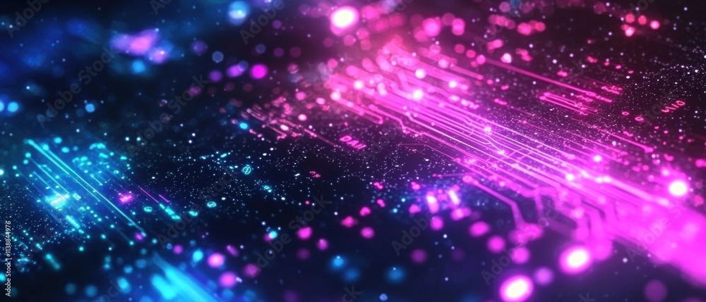 Abstract Futuristic Technology Background with Glowing Circuit Board and Neon Lights Abstract Futuristic Technology Background with Glowing Circuit Board and Neon Lights