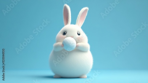 3D render round funny animals enjoying winter 