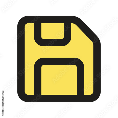 The image shows a pixel art representation of a classic 5 1/4 inch floppy disk.