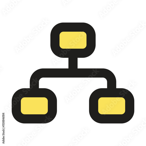 The image depicts a simple hierarchical network diagram illustrating a data structure with a parent node and two child nodes.