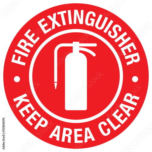 Fire Extinguisher Keep Area Clear Sign - Safety Equipment Warning Vector