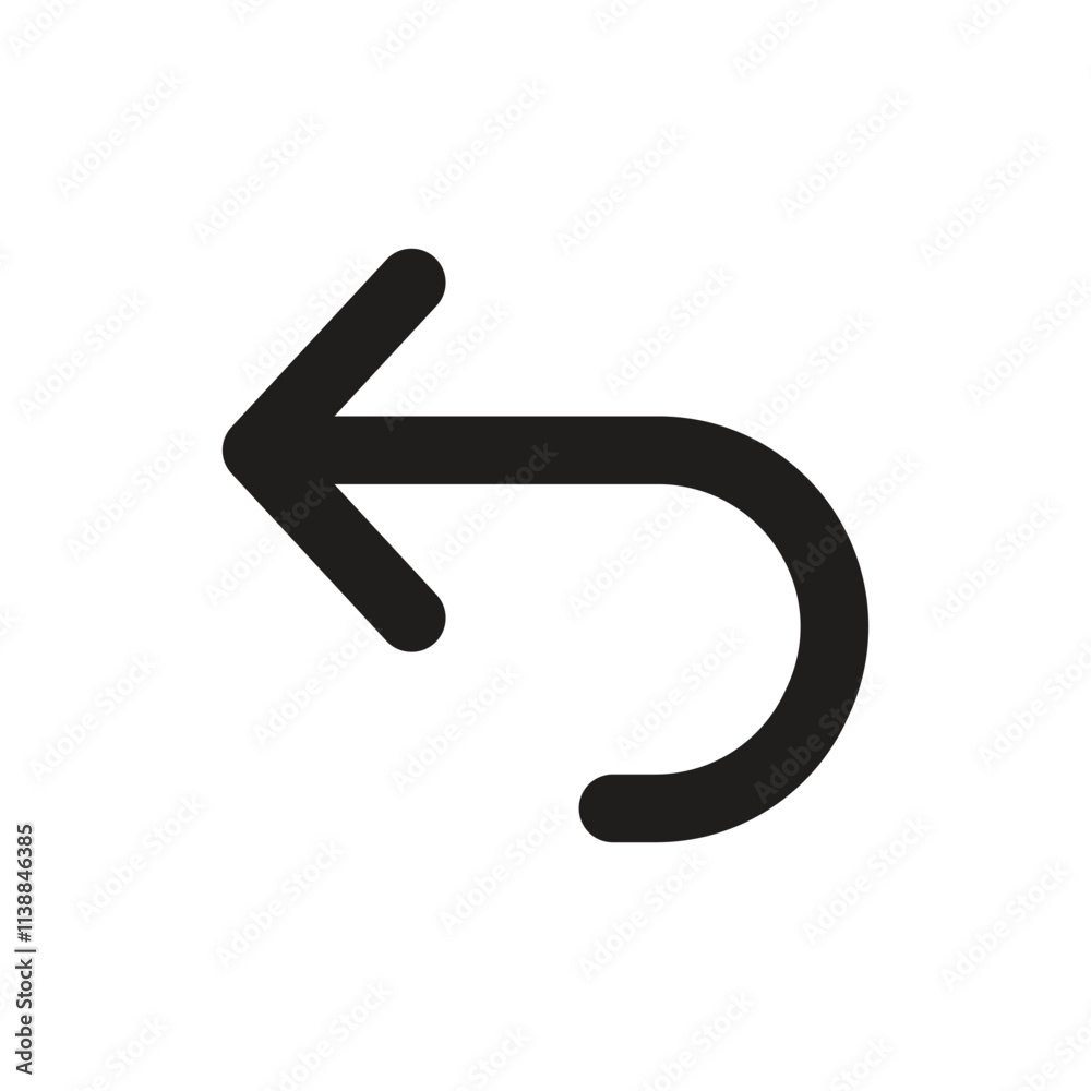 The image shows a pixelated black arrow curving left signifying return or previous action. The image shows a pixelated black arrow curving left signifying return or previous action.
