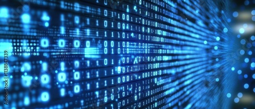 Wallpaper Mural Abstract Digital Data Stream: Futuristic Binary Code Background Torontodigital.ca