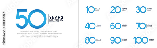 anniversary logo set. vector design blue and black color can be use for special moment