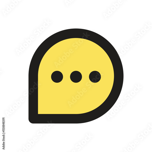 The image shows a minimalist pixel art style yellow speech bubble containing three dots indicating a paused or pending message.