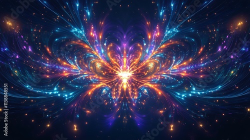 Neural ways and electrochemical reaction between human body cells, illustration of colorful brain like transmitters