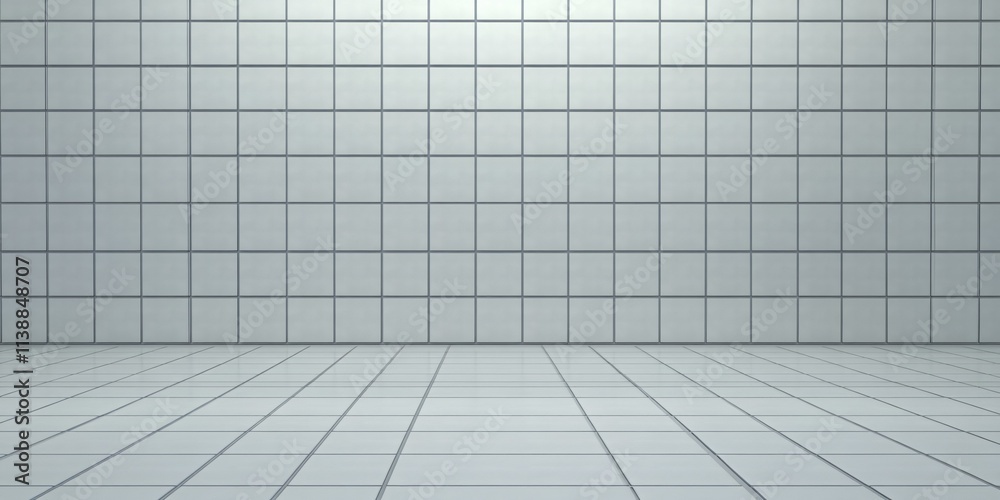 Spacious White Tiled Room with Minimalistic Geometric Design for Modern Spaces Spacious White Tiled Room with Minimalistic Geometric Design for Modern Spaces