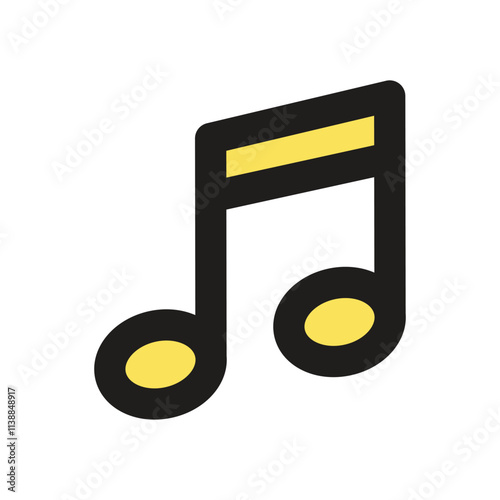 The image shows a minimalistic pixel art representation of a musical note.