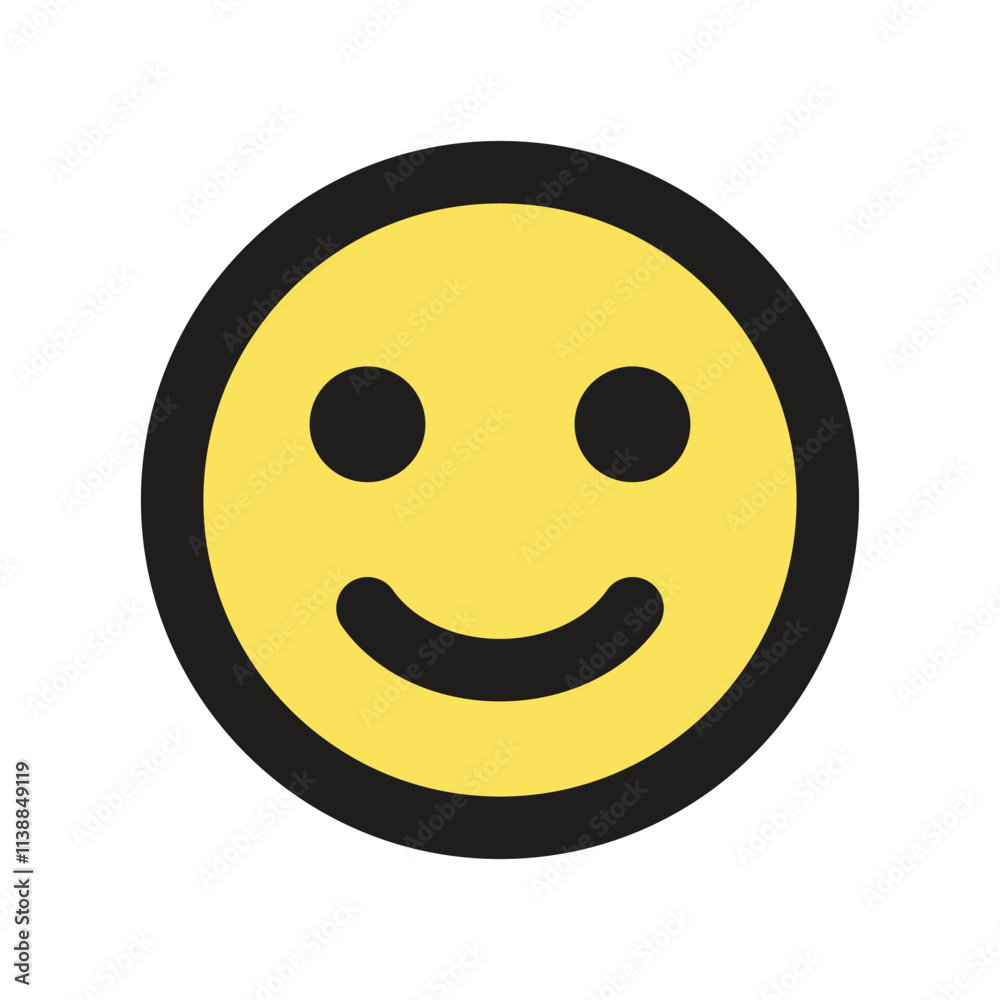 Fototapeta premium The image shows a low resolution pixelated depiction of a classic yellow smiley face.