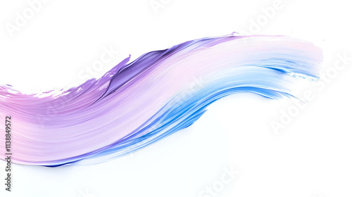 Soft lilac and pale blue acrylic paint brush streaks isolated on white background