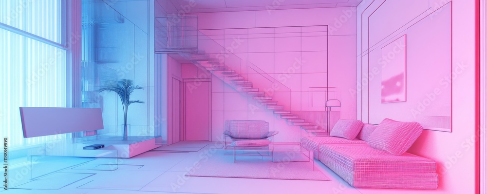 Obraz premium Stylish Interior Design Background. Modern Living Room. Generative AI.