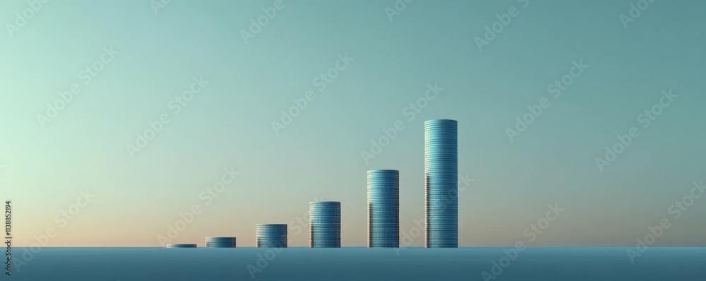 Row of coins stacked as market graph in upward trend, symbolizing savings and market growth, sleek modern style Row of coins stacked as market graph in upward trend, symbolizing savings and market growth, sleek modern style
