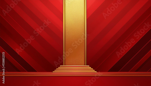Red and Gold Award Background. Modern Luxury and Premium Design Template. Beautiful Wedding Template. Celebrating Graphics for Birthday and Event occasion. Royal Looking Creative Design Pattern.