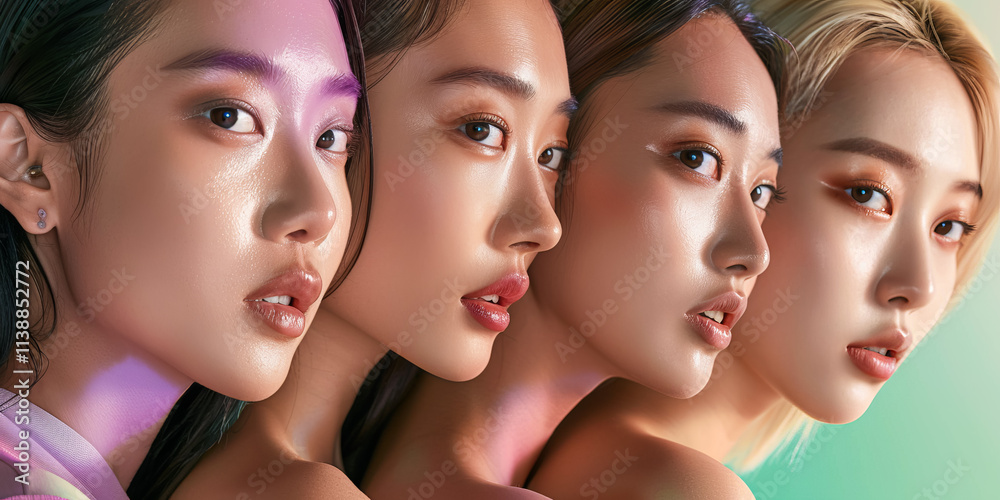 Fototapeta premium Banner for the beauty industry or bloggers, focused on facial beauty and modern fashion for makeup.