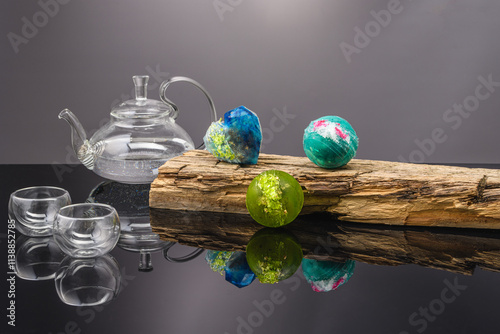 fruit berry tea in transparent balls