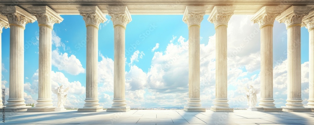 Fototapeta premium Premium Travel Background with the Neoclassical Pillars. European Tourism Wallpaper.