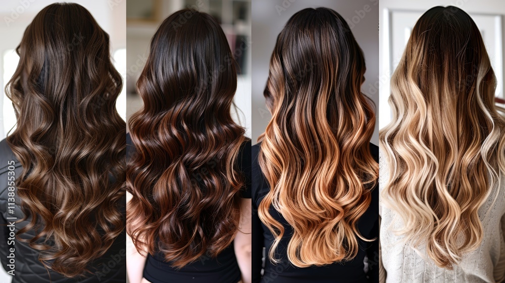 Fototapeta premium Elegant and trendy balayage hair styles a stunning showcase for your inspiration
