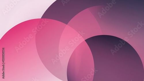 Minimalist design with translucent pink and purple overlapping circles of varying sizes photo