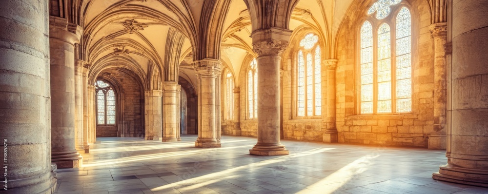 Obraz premium Mediaeval Building Interior. European Travel Concept Background.