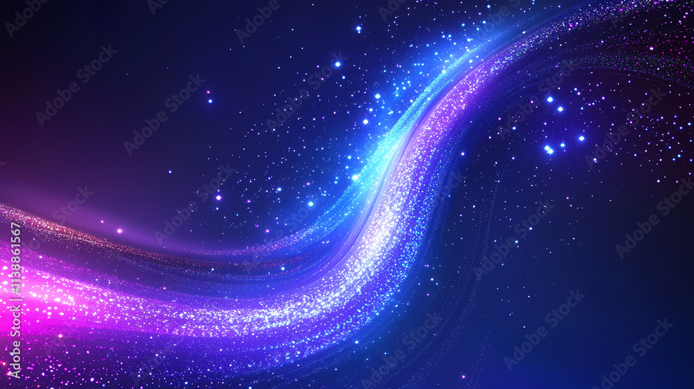 Luminous purple and blue cosmic vortex with starry space glow. Vortex. Illustration