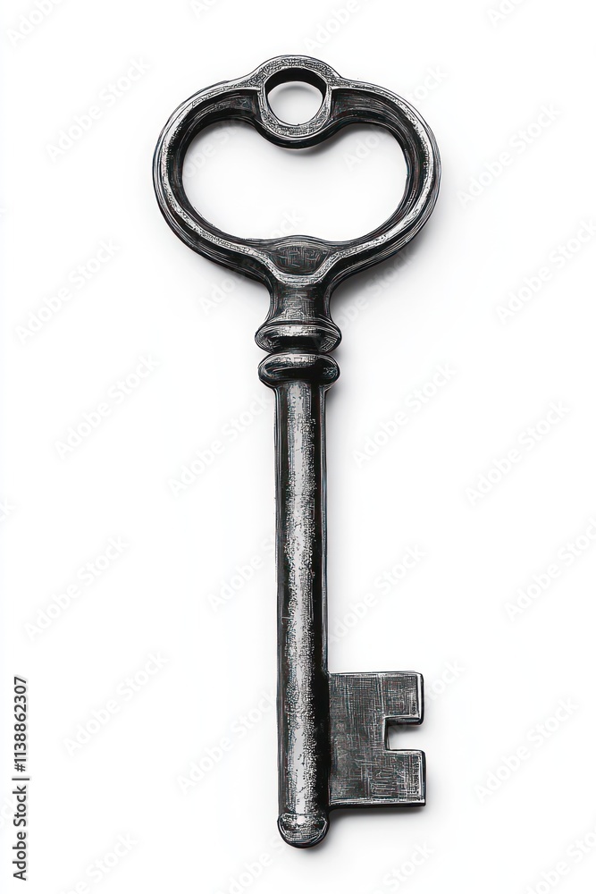 Antique skeleton key isolated on white background. Antique skeleton key isolated on white background.