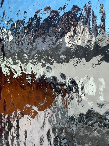 Reflections on a Water Surface Featuring Distorted and Vivid Colors for Artistic Expression