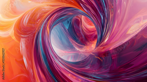 Abstract representation of data transfer through a futuristic digital vortex tunnel. Vortex. Illustration