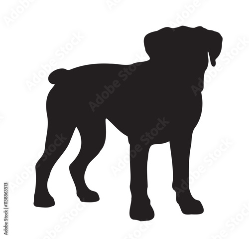 Boxer drawing silhouette of a standing dog