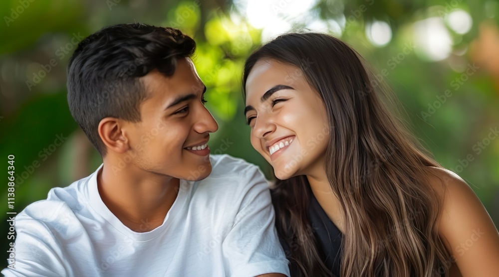 Happy Young Couple Smiling Together Outdoors Happy Young Couple Smiling Together Outdoors