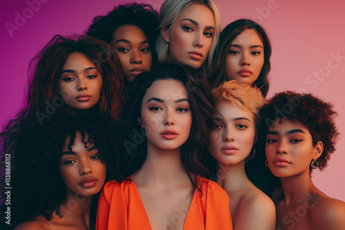 Diverse Beauty Embodied A Portrait of Multicultural Women United photo