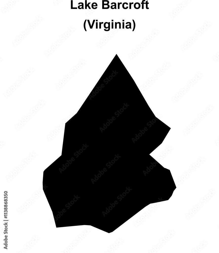 Obraz premium Lake Barcroft (Virginia) blank outline map