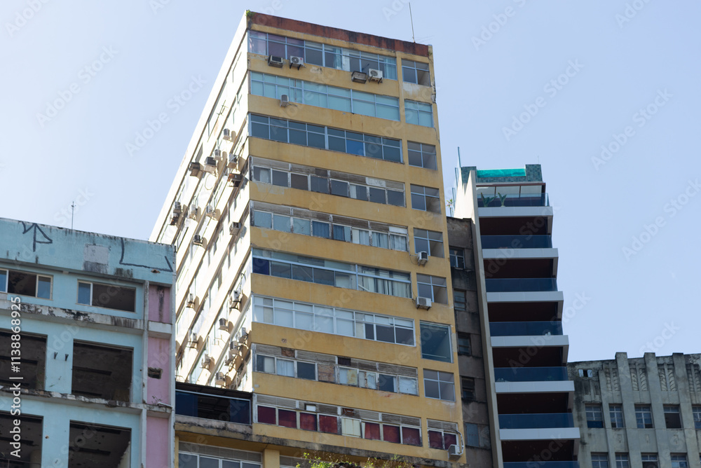View of the facade of old buildings in the historic center of the city of Salvador, Bahia. View of the facade of old buildings in the historic center of the city of Salvador, Bahia.