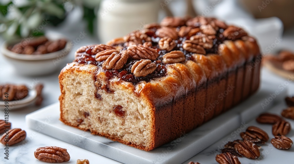 Deliciously Baked Pecan Loaf Cake Topped with Nutty Pecans and a Sweet Glaze Perfect for Celebrations, Gatherings, and Cozy Afternoons with Family and Friends Deliciously Baked Pecan Loaf Cake Topped with Nutty Pecans and a Sweet Glaze Perfect for Celebrations, Gatherings, and Cozy Afternoons with Family and Friends