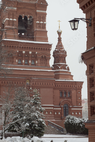 View of part of Chernigovsky Skete  bell tower with Church of St. Nicholas