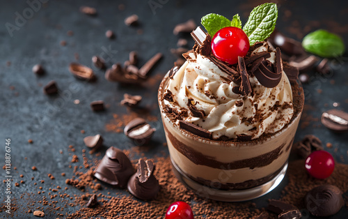 Sweet dessert in mocha mousee color  photo