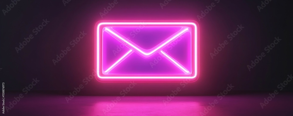 New message icon neon backlight background New message icon neon backlight background